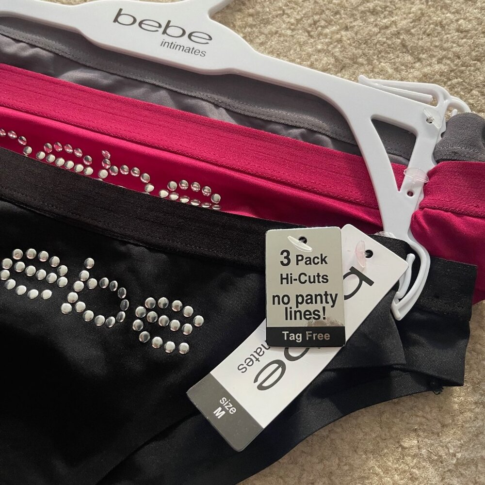 New undies, set of 3, BEBE brand Comes with hanger and tags